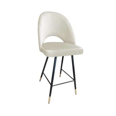  Upholstered stool LUNA in ivory color MG-50 material with a golden leg
