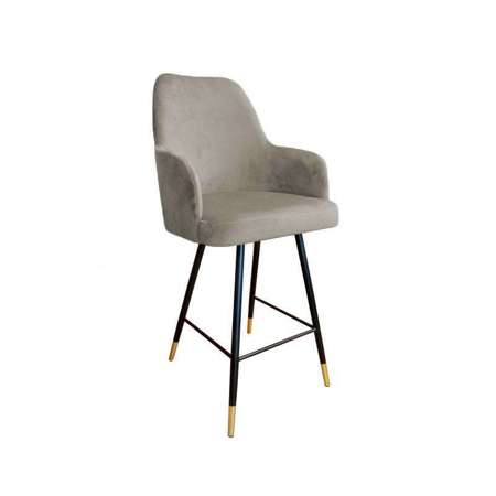  Upholstered stool PEGAZ in bright brown color MG-09 material with a golden leg