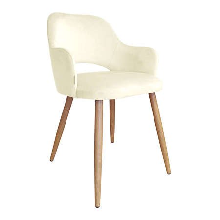 Ivory upholstered chair STAR MG-50 material with an oak leg