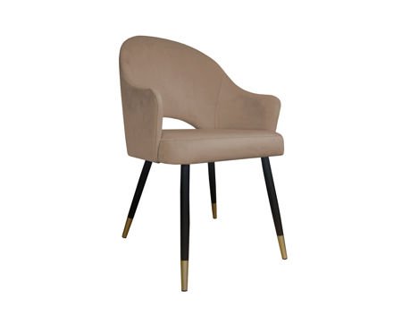 Light brown upholstered chair DIUNA material MG-06 with golden legs
