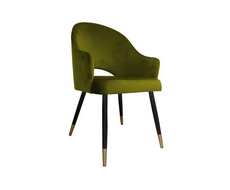 Olive upholstered chair DIUNA armchair material BL-75 with golden leg