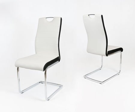 SK DESIGN KS037 WHITE SYNTHETIC LETHER CHAIR WITH CHROME