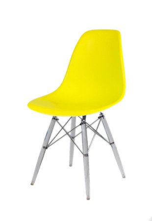 SK Design KR012 Yellow Chair, Clear legs