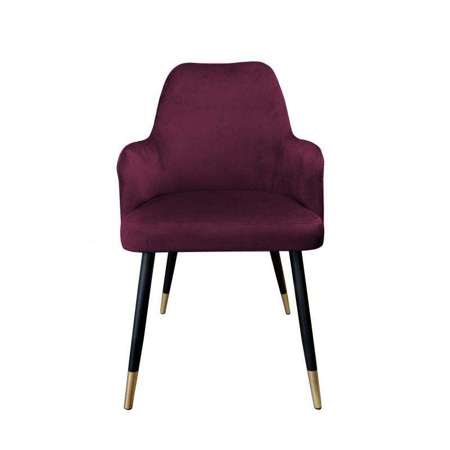 White upholstered PEGAZ chair in burgundy color material MG-02 with golden leg