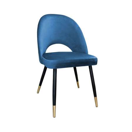 Blau gepolsterter Stuhl LUNA Material MG-33 mit goldenem Bein