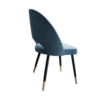 Grau-blau gepolsterter Stuhl LUNA Material BL-06 mit goldenem Bein