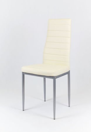 SK Design KS001 Creme Kunsleder Stuhl auf einem lackierten Rahmen