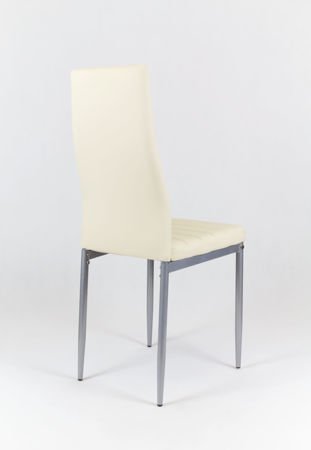 SK Design KS001 Creme Kunsleder Stuhl auf einem lackierten Rahmen
