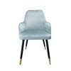 Grau-blau gepolsterter Stuhl PEGAZ Material BL-06 mit goldenen Bein