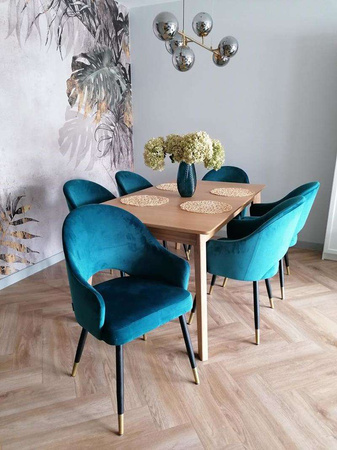 Blau Polsterstuhl DIUNA, MG-33 Material mit Eichenbein