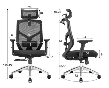 Fotel biurowy ergonomiczny Roseville siedzisko bordowe