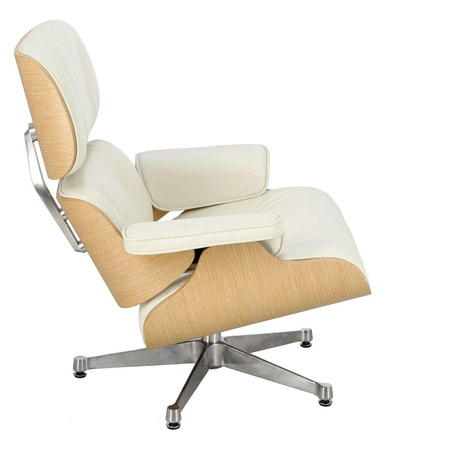 Vip Armchair white / natural oak / silver base