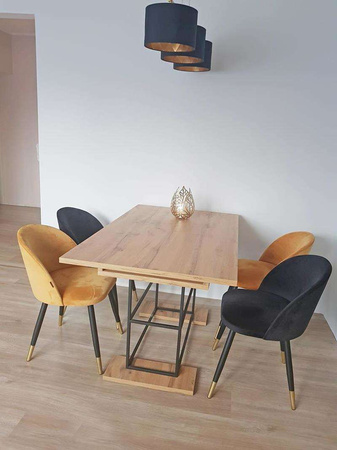 Chair KALIPSO black material MG-19 with golden leg