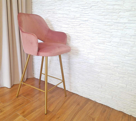 Koralle gepolsterter Hoker STAR Material MG-58 mit goldenem Bein