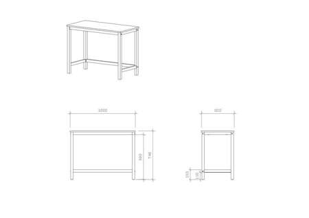 B-DES3-COLOR biurko w stylu skandynawskim 100x50 cm