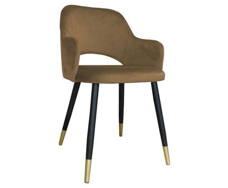 Jasnobrązowe tapicerowane krzesło STAR materiał MG-06 ze złotą nóżką