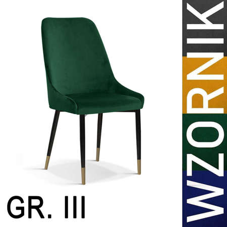Krzesło OLIVIER - wzornik GR3 ze złotą końcówką