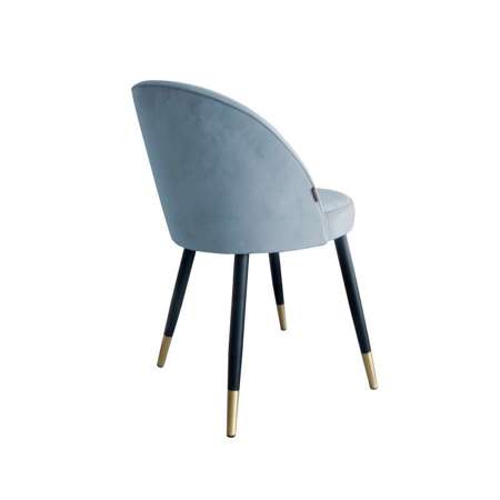 Niebieskoszare tapicerowane krzesło CENTAUR materiał BL-06 ze złotą nóżką