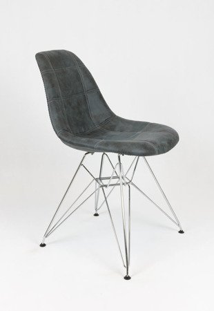 SK Design KR012 Tapicerowane Krzesło Eko, Chromowane nogi