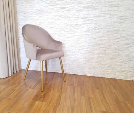 Szaroniebieskie tapicerowane krzesło fotel DIUNA materiał BL-06 nogi czarno-złote